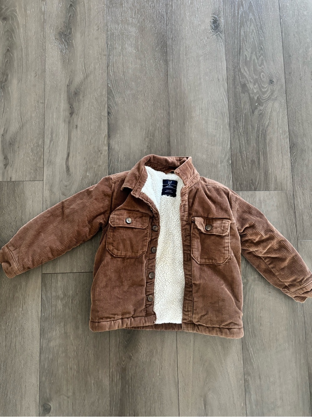 GAP Brown Corduroy Sherpa-Lined Puffer Jacket